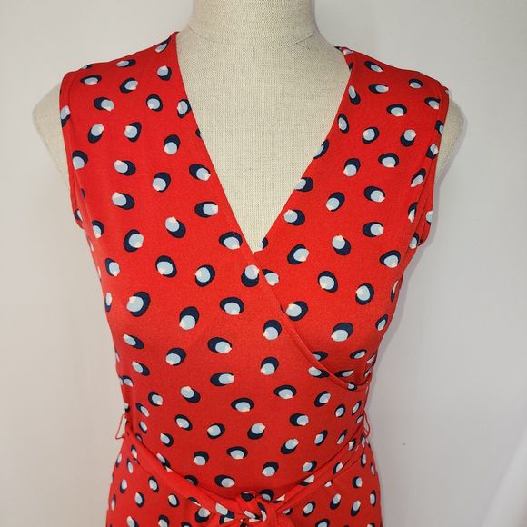 Leota Sleeveless Red Midi Dress with Abstract Polka Dots Size Small - Picture 4 of 7